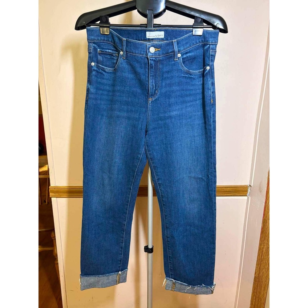 Loft The Super Soft Girlfriend Jeans Medium Wash Blue High Rise Size 30 10